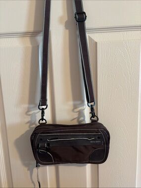 Diesel Small Crossbody Belt Bag in Brown with White Trim